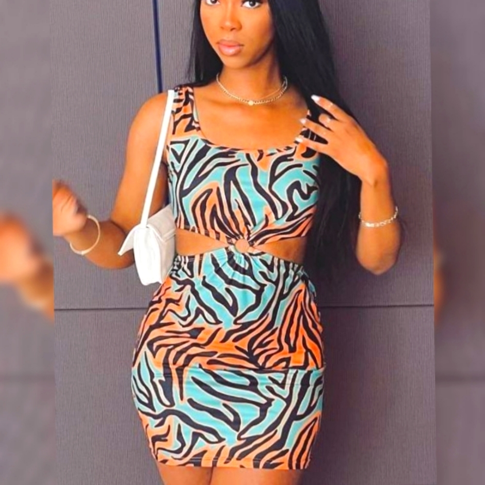 NWT Shein Animal Print Cutout Dress